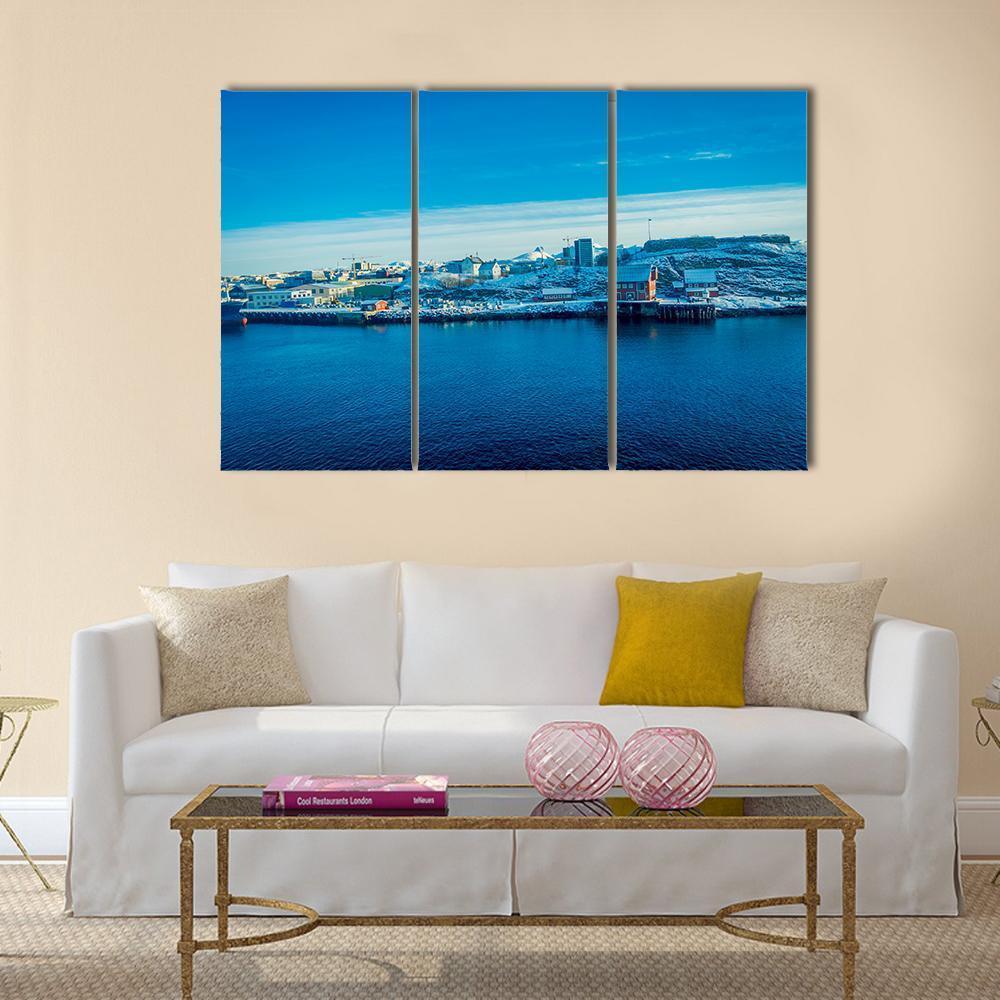 Snowy Mountains Peeking Out Behind Bodo Canvas Wall Art-3 Horizontal-Gallery Wrap-37" x 24"-Tiaracle
