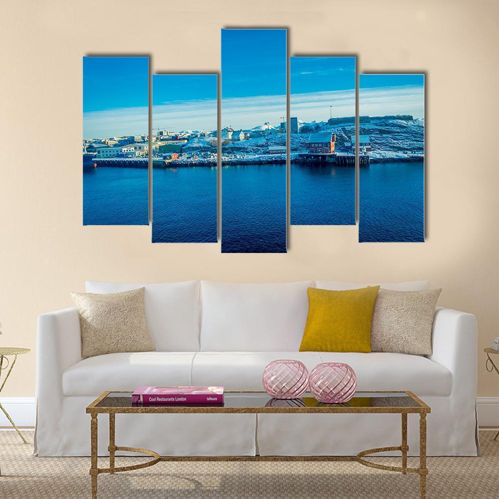 Snowy Mountains Peeking Out Behind Bodo Canvas Wall Art-5 Pop-Gallery Wrap-47" x 32"-Tiaracle