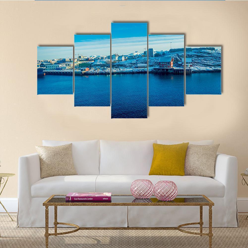 Snowy Mountains Peeking Out Behind Bodo Canvas Wall Art-5 Star-Gallery Wrap-62" x 32"-Tiaracle