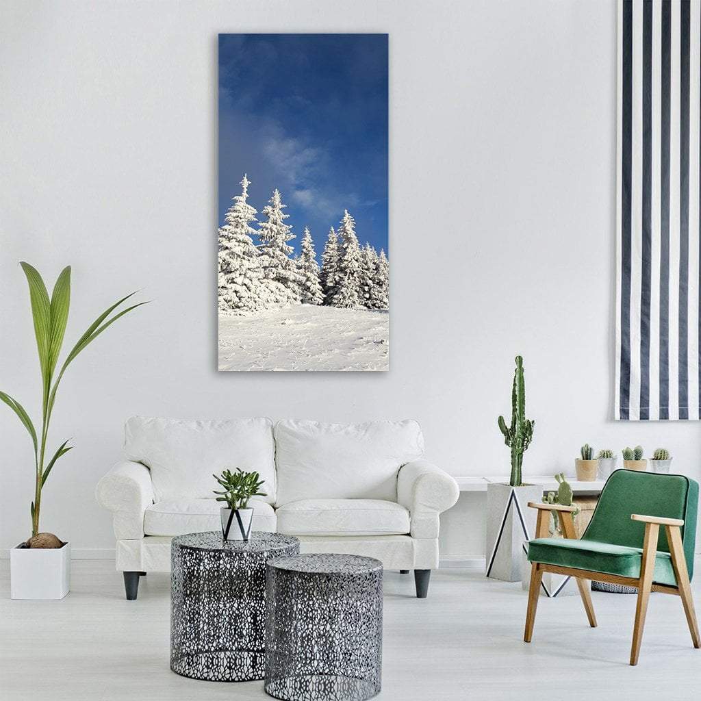 Snowy Trees In Winter Vertical Canvas Wall Art-1 Vertical-Gallery Wrap-12" x 24"-Tiaracle