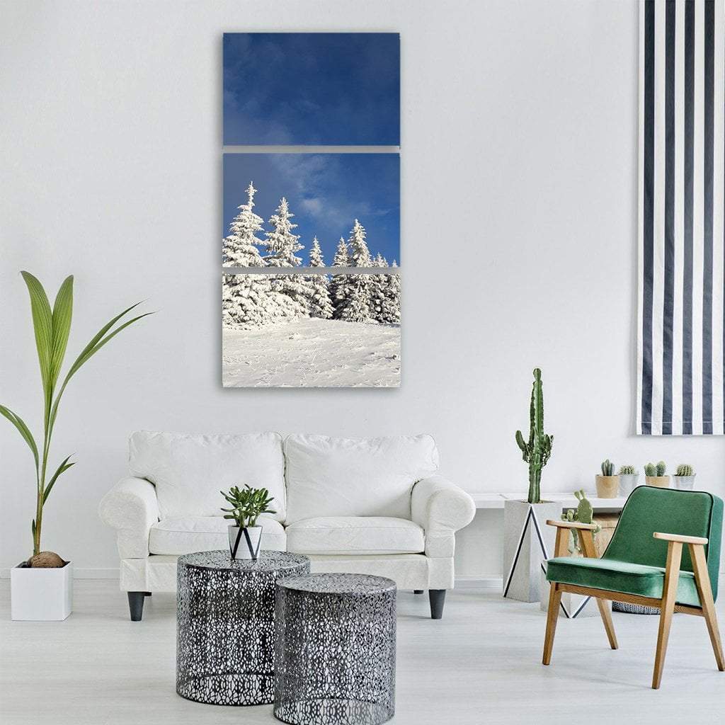 Snowy Trees In Winter Vertical Canvas Wall Art-1 Vertical-Gallery Wrap-12" x 24"-Tiaracle