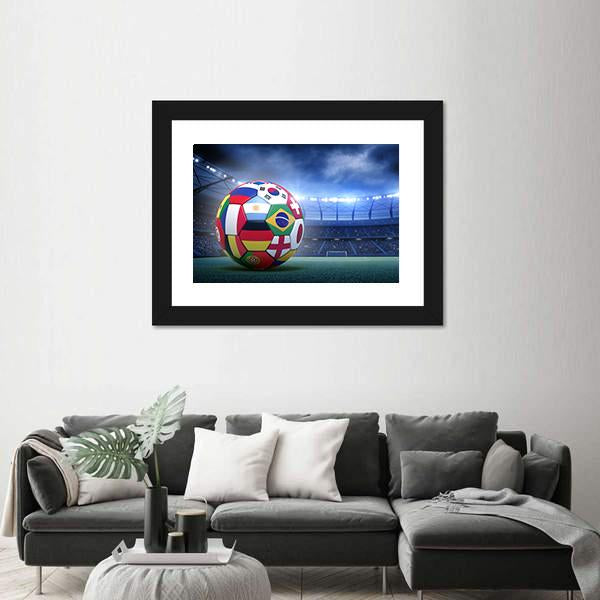 Soccer Ball In The Stadium Canvas Wall Art-3 Horizontal-Gallery Wrap-25&quot; x 16&quot;-Tiaracle