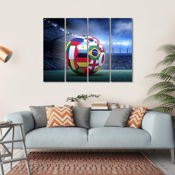 Soccer Ball In The Stadium Canvas Wall Art-4 Horizontal-Gallery Wrap-34&quot; x 24&quot;-Tiaracle