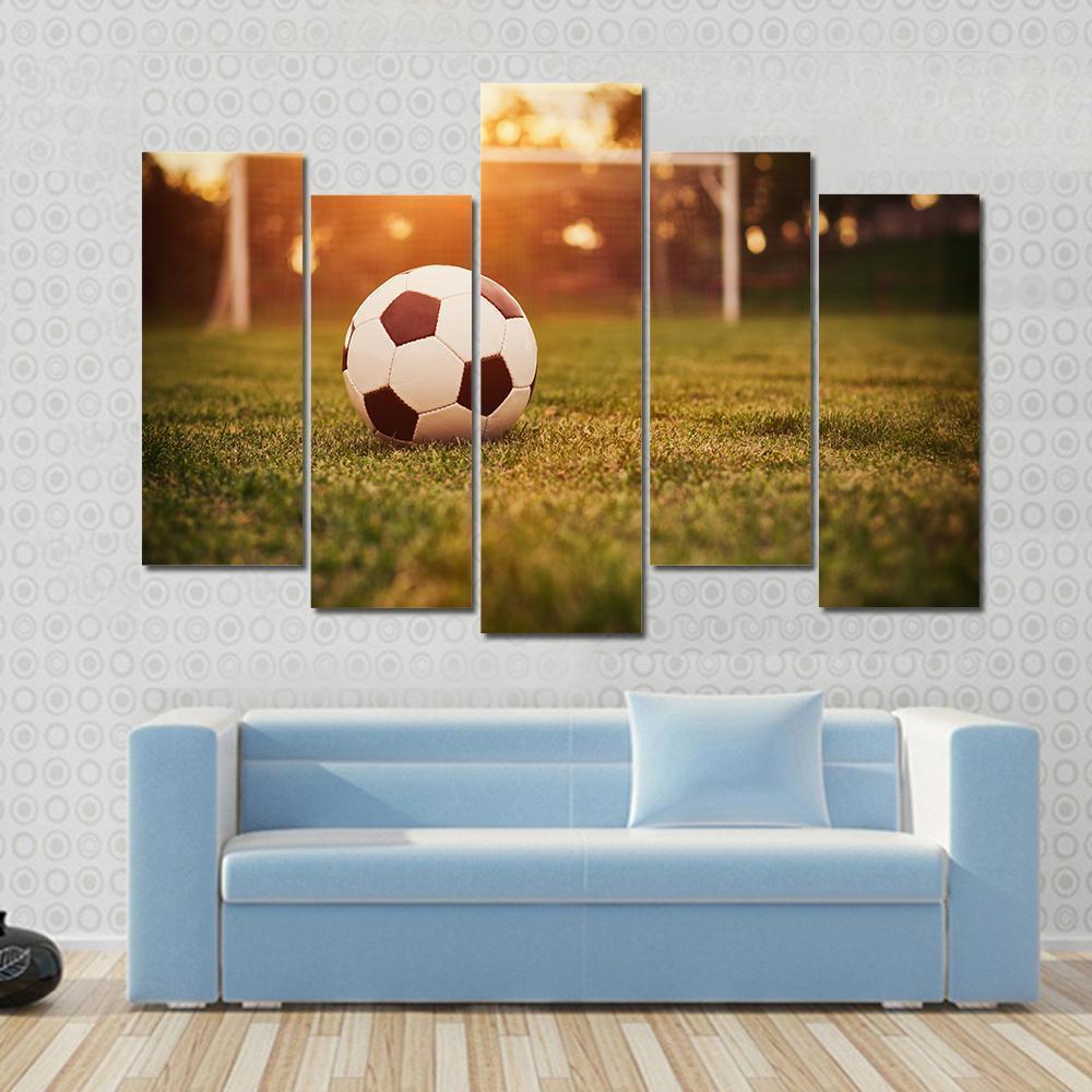 Soccer In Sunset Canvas Wall Art-5 Pop-Gallery Wrap-47" x 32"-Tiaracle