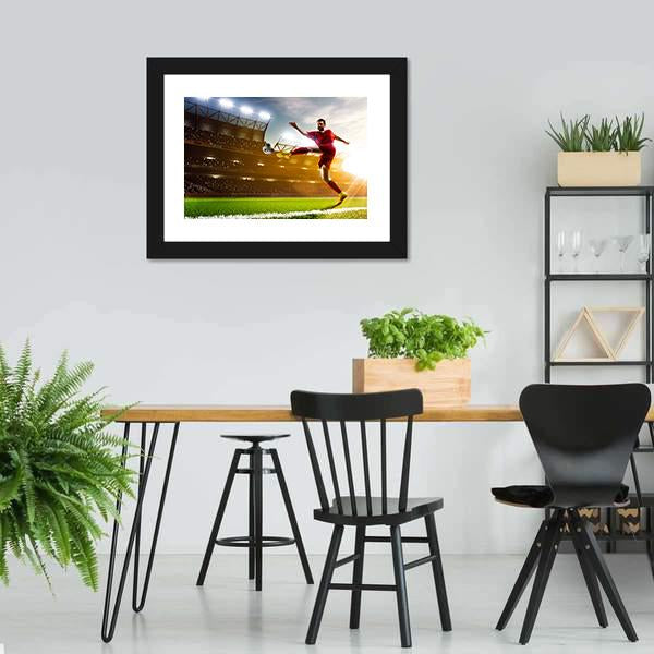 Soccer Player In Stadium Canvas Wall Art-3 Horizontal-Gallery Wrap-25" x 16"-Tiaracle