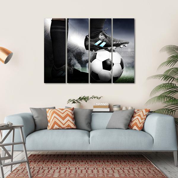 Soccer Player With Soccer Canvas Wall Art-4 Horizontal-Gallery Wrap-34" x 24"-Tiaracle
