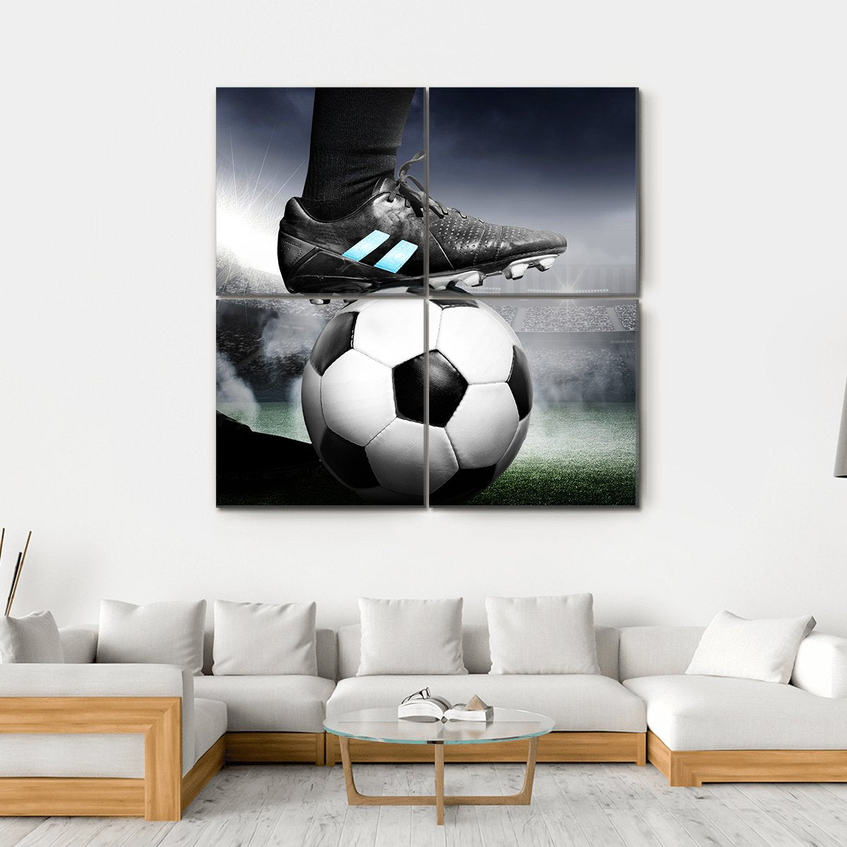 Soccer Player With Soccer Canvas Wall Art-4 Square-Gallery Wrap-17&quot; x 17&quot;-Tiaracle