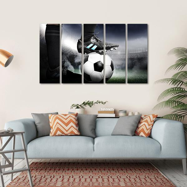 Soccer Player With Soccer Canvas Wall Art-5 Horizontal-Gallery Wrap-22" x 12"-Tiaracle