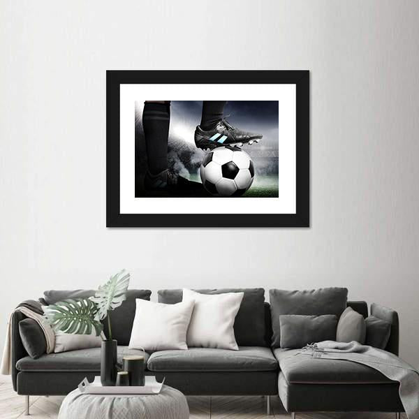 Soccer Player With Soccer Canvas Wall Art-3 Horizontal-Gallery Wrap-25&quot; x 16&quot;-Tiaracle