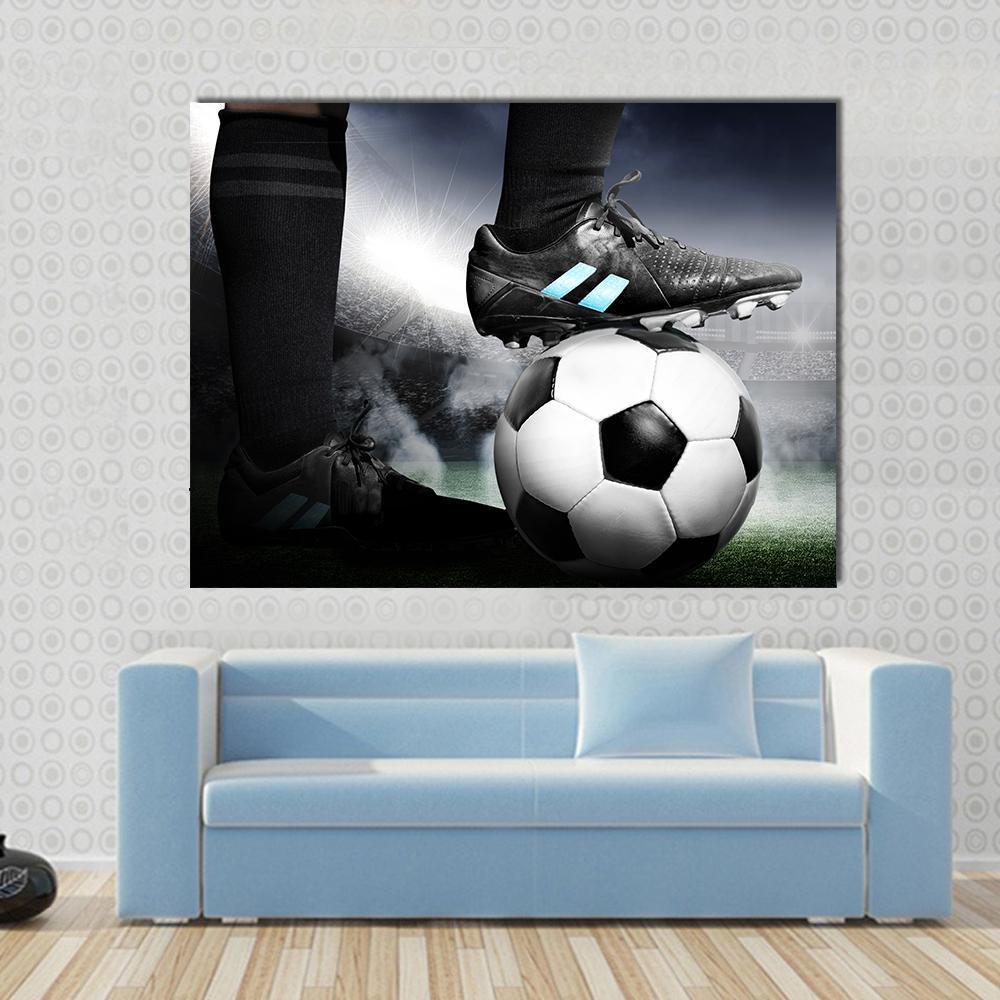 Soccer Player With Soccer Canvas Wall Art-4 Pop-Gallery Wrap-50" x 32"-Tiaracle