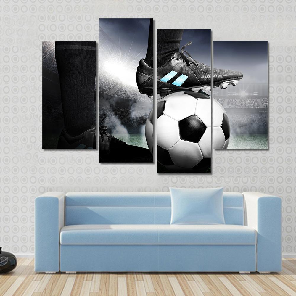 Soccer Player With Soccer Canvas Wall Art-4 Pop-Gallery Wrap-50" x 32"-Tiaracle