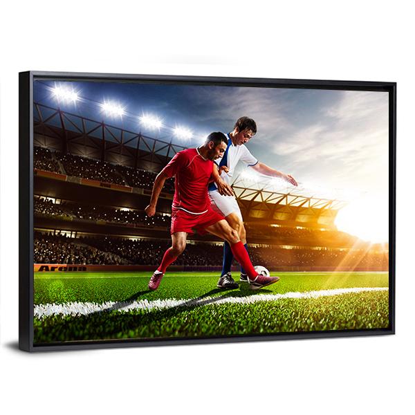 Soccer Players In Action Canvas Wall Art-3 Horizontal-Gallery Wrap-25" x 16"-Tiaracle