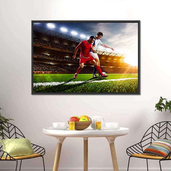 Soccer Players In Action Canvas Wall Art-3 Horizontal-Gallery Wrap-25" x 16"-Tiaracle