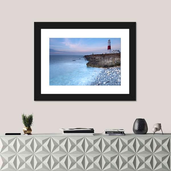 Soft Light On The Light House Canvas Wall Art-1 Piece-Framed Print-20" x 16"-Tiaracle