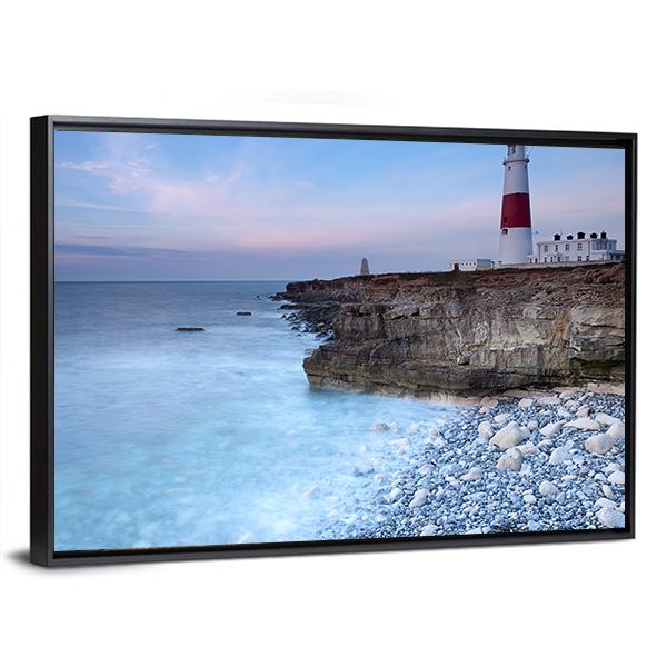 Soft Light On The Light House Canvas Wall Art-3 Horizontal-Gallery Wrap-25" x 16"-Tiaracle