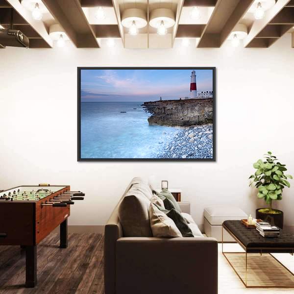 Soft Light On The Light House Canvas Wall Art-3 Horizontal-Gallery Wrap-25" x 16"-Tiaracle