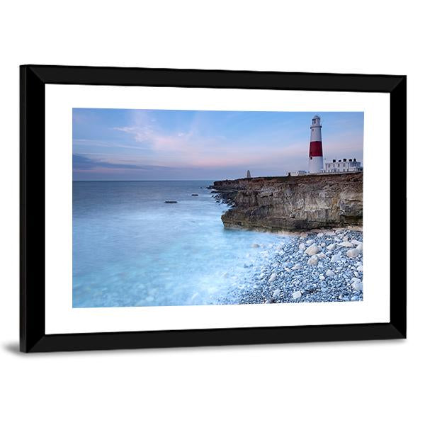 Soft Light On The Light House Canvas Wall Art-3 Horizontal-Gallery Wrap-25" x 16"-Tiaracle