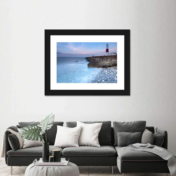 Soft Light On The Light House Canvas Wall Art-3 Horizontal-Gallery Wrap-25" x 16"-Tiaracle