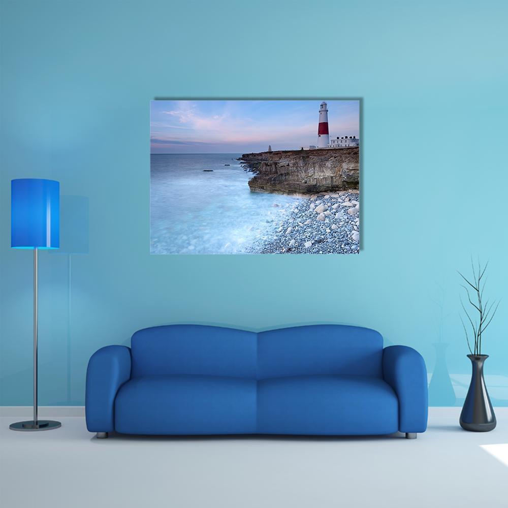 Soft Light On The Light House Canvas Wall Art-1 Piece-Gallery Wrap-48" x 32"-Tiaracle