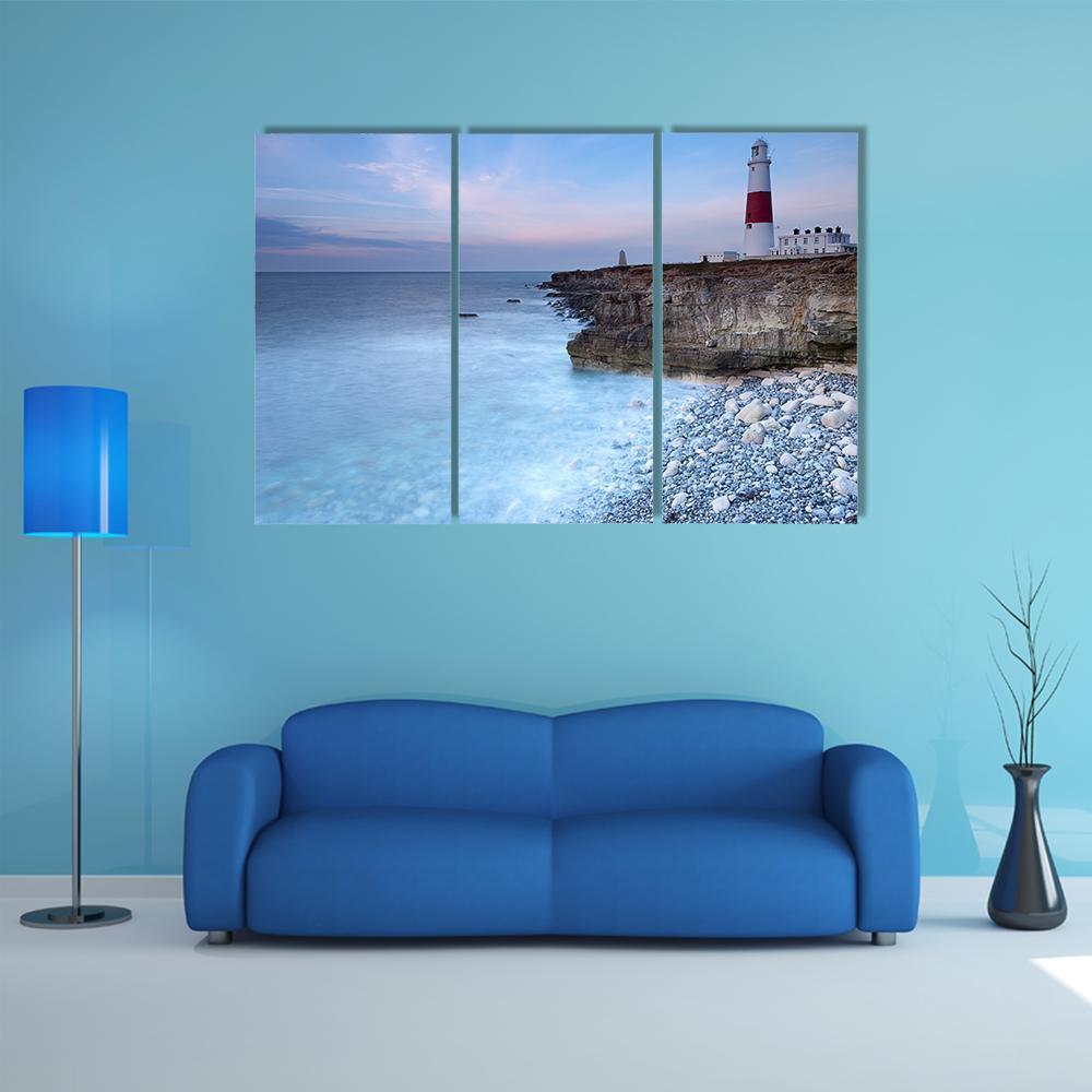 Soft Light On The Light House Canvas Wall Art-3 Horizontal-Gallery Wrap-37" x 24"-Tiaracle