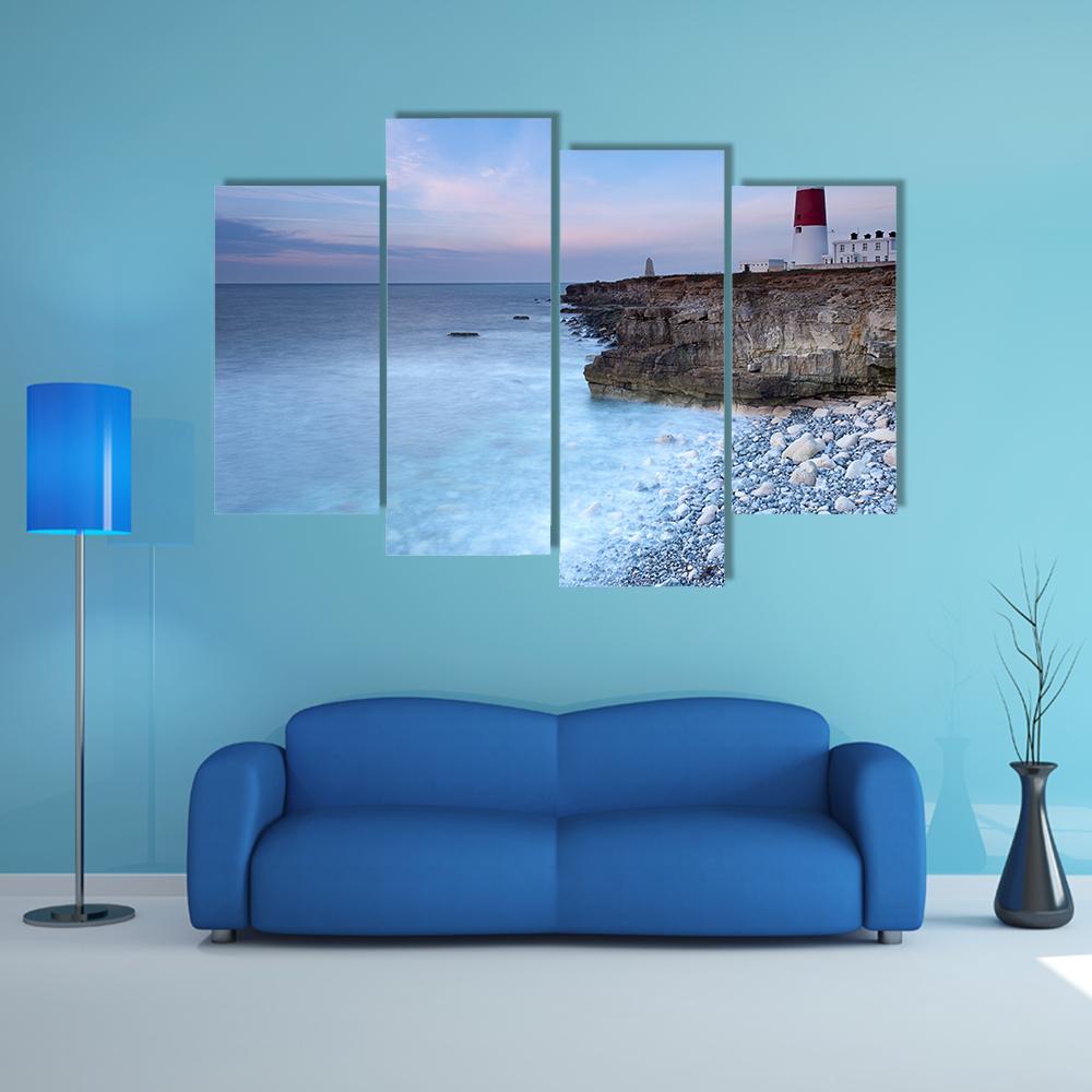 Soft Light On The Light House Canvas Wall Art-4 Pop-Gallery Wrap-50" x 32"-Tiaracle