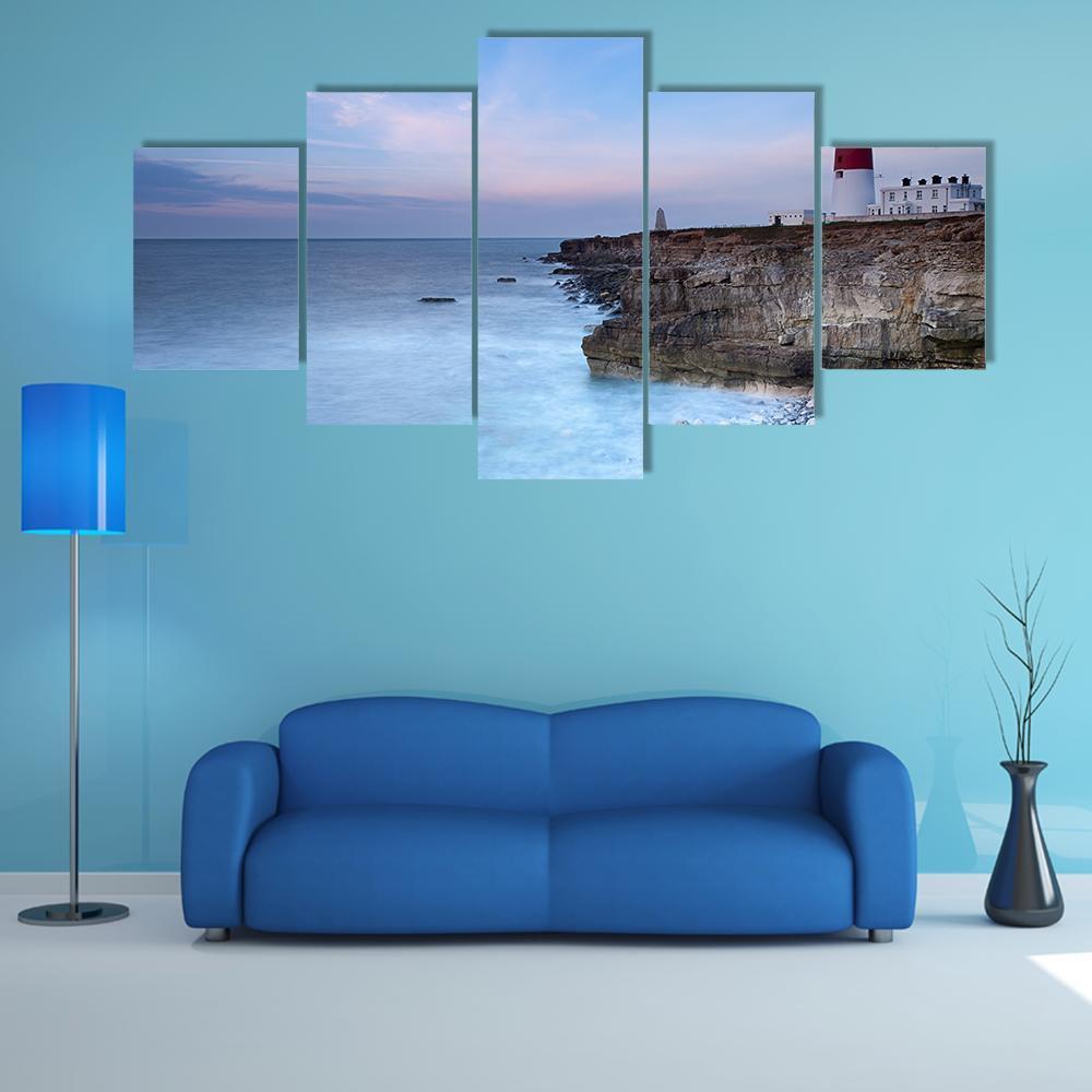 Soft Light On The Light House Canvas Wall Art-4 Pop-Gallery Wrap-50" x 32"-Tiaracle