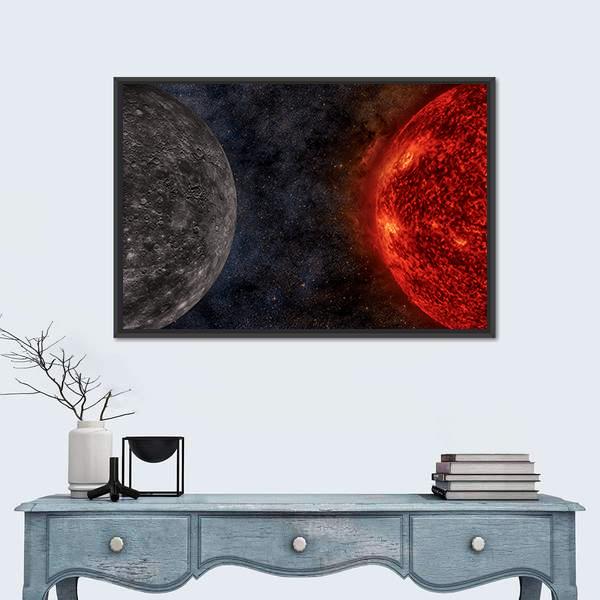 Solar System - Mercury Canvas Wall Art-1 Piece-Floating Frame-24" x 16"-Tiaracle