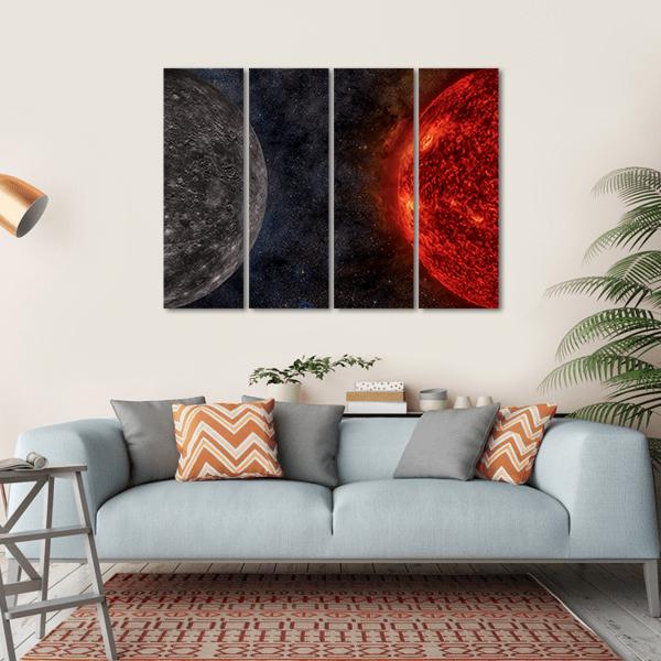 Solar System - Mercury Canvas Wall Art-4 Horizontal-Gallery Wrap-34" x 24"-Tiaracle