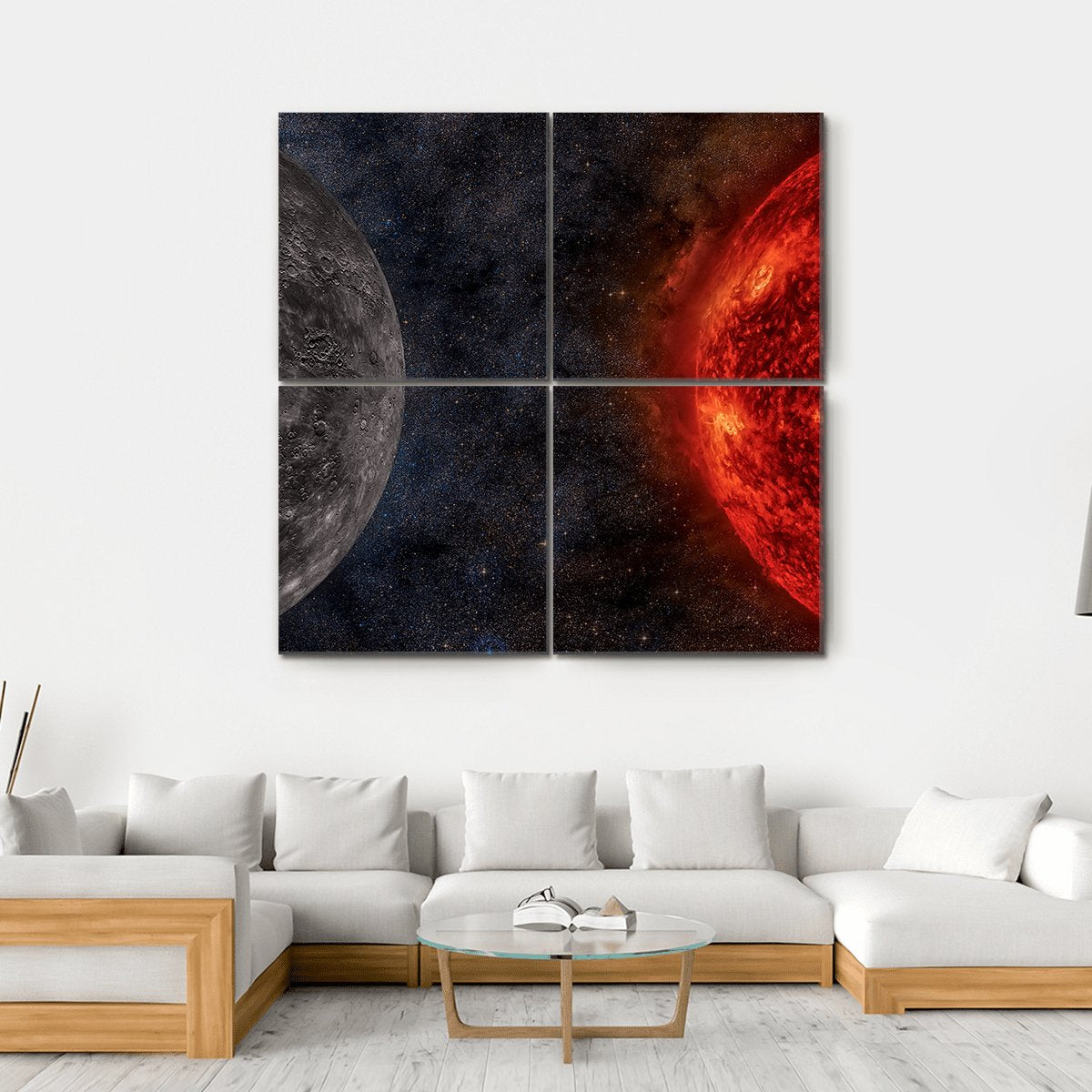 Solar System - Mercury Canvas Wall Art-4 Square-Gallery Wrap-17" x 17"-Tiaracle