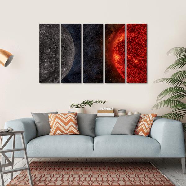 Solar System - Mercury Canvas Wall Art-5 Horizontal-Gallery Wrap-22" x 12"-Tiaracle