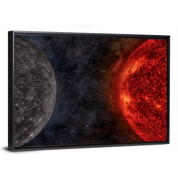 Solar System - Mercury Canvas Wall Art-3 Horizontal-Gallery Wrap-25" x 16"-Tiaracle