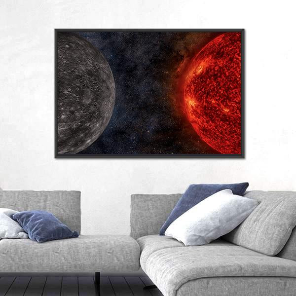 Solar System - Mercury Canvas Wall Art-3 Horizontal-Gallery Wrap-25" x 16"-Tiaracle