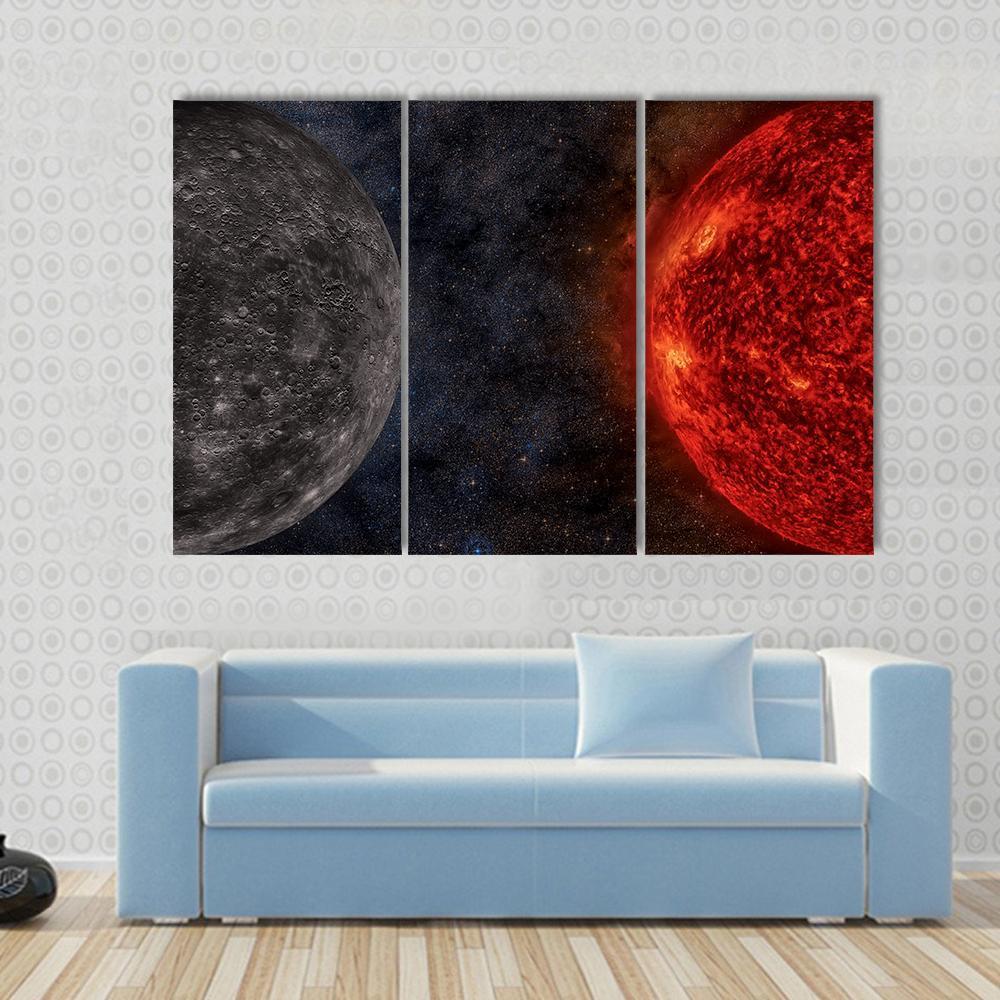 Solar System - Mercury Canvas Wall Art-3 Horizontal-Gallery Wrap-37" x 24"-Tiaracle