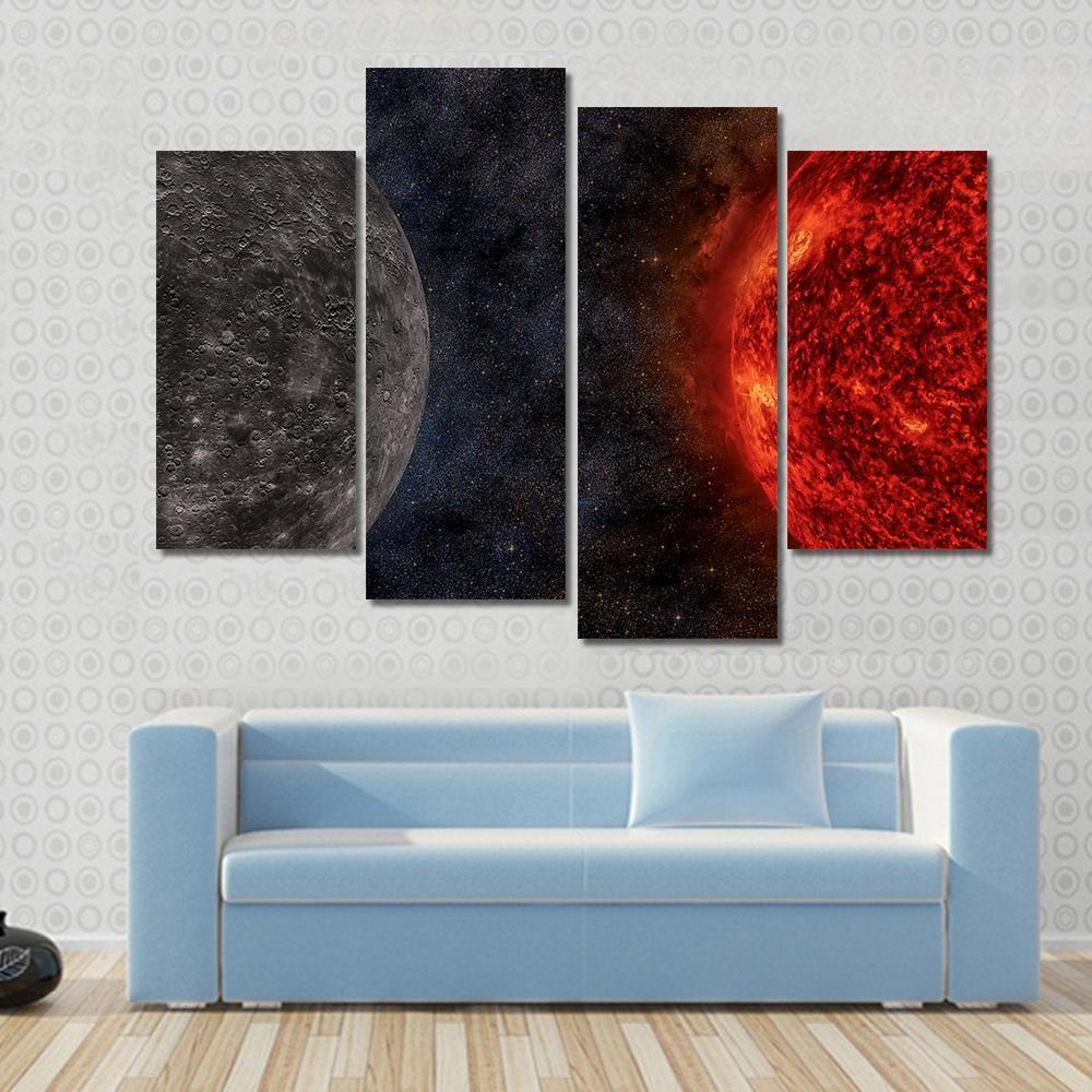 Solar System - Mercury Canvas Wall Art-4 Pop-Gallery Wrap-50" x 32"-Tiaracle