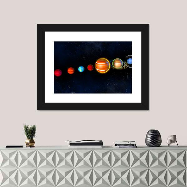Solar System Planets Canvas Wall Art-1 Piece-Framed Print-20" x 16"-Tiaracle