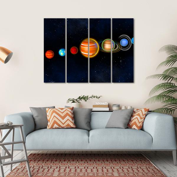 Solar System Planets Canvas Wall Art-4 Horizontal-Gallery Wrap-34" x 24"-Tiaracle