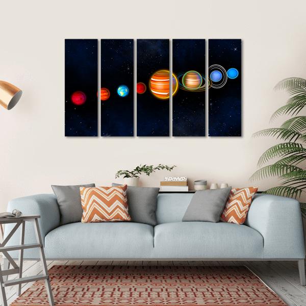 Solar System Planets Canvas Wall Art-5 Horizontal-Gallery Wrap-22" x 12"-Tiaracle