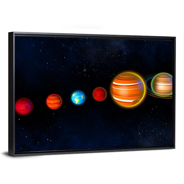 Solar System Planets Canvas Wall Art-3 Horizontal-Gallery Wrap-25" x 16"-Tiaracle