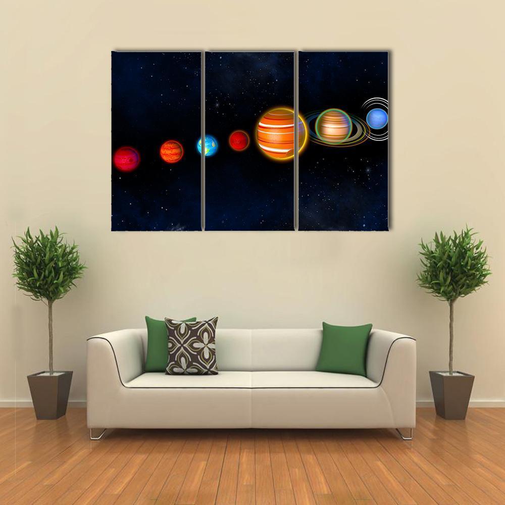 Solar System Planets Canvas Wall Art-3 Horizontal-Gallery Wrap-37" x 24"-Tiaracle