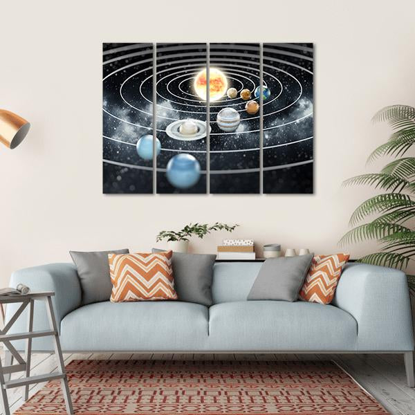 Solar System With Eight Planets Canvas Wall Art-4 Horizontal-Gallery Wrap-34" x 24"-Tiaracle