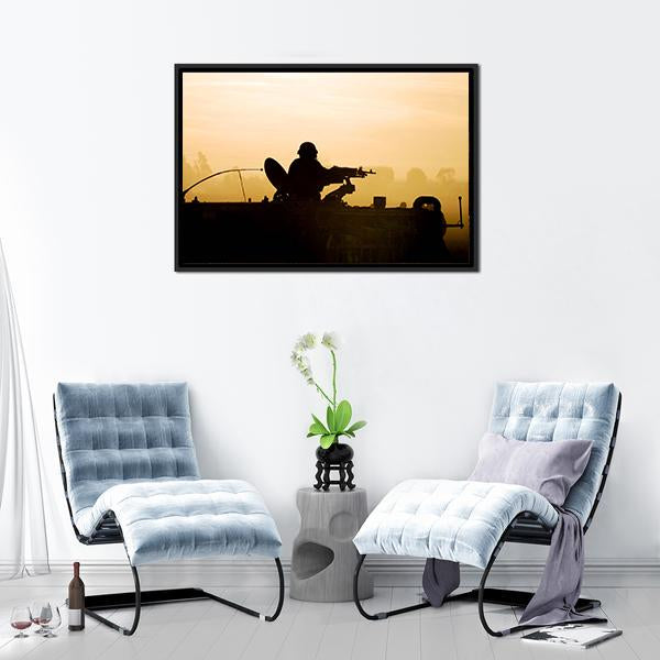Soldier Preparing His Tank Canvas Wall Art-5 Horizontal-Gallery Wrap-22" x 12"-Tiaracle