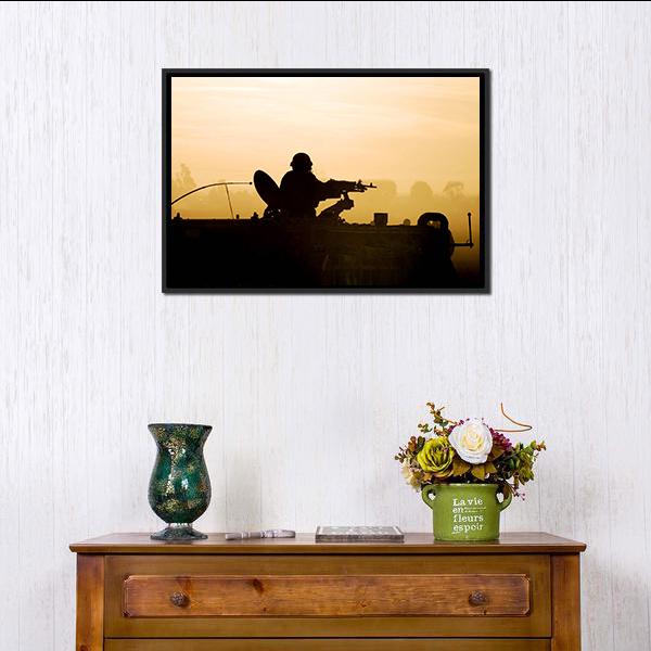 Soldier Preparing His Tank Canvas Wall Art-5 Horizontal-Gallery Wrap-22" x 12"-Tiaracle