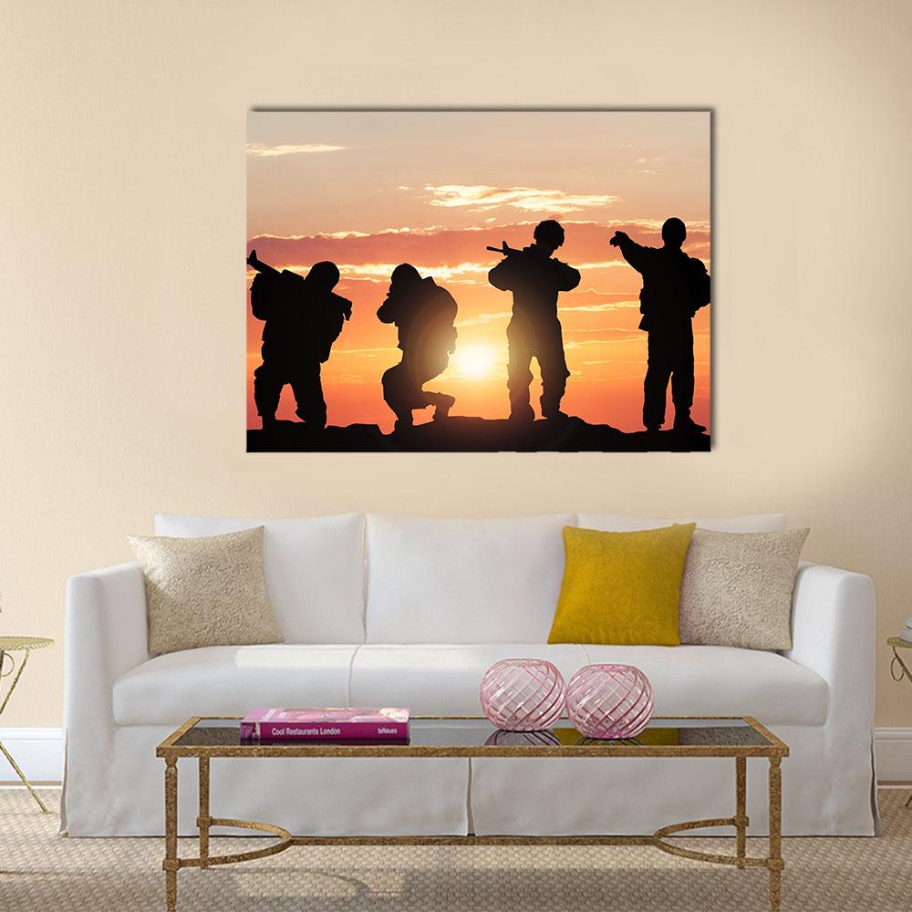 Soldiers Armed With Weapons Canvas Wall Art-1 Piece-Gallery Wrap-24" x 16"-Tiaracle
