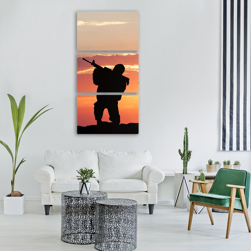 Soldiers Armed With Weapons Vertical Canvas Wall Art-3 Vertical-Gallery Wrap-12" x 25"-Tiaracle