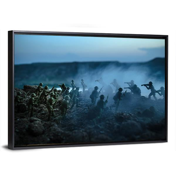 Soldiers Fighting Scene On War Canvas Wall Art-3 Horizontal-Gallery Wrap-25" x 16"-Tiaracle
