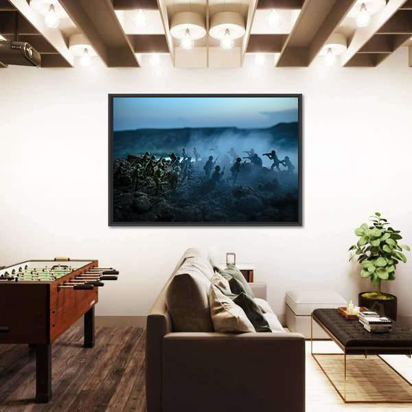 Soldiers Fighting Scene On War Canvas Wall Art-3 Horizontal-Gallery Wrap-25" x 16"-Tiaracle
