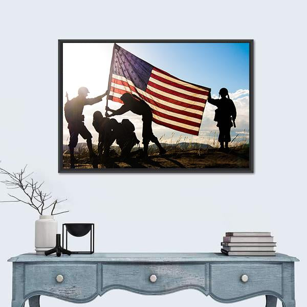 Soldiers In WWII Canvas Wall Art-1 Piece-Floating Frame-24" x 16"-Tiaracle