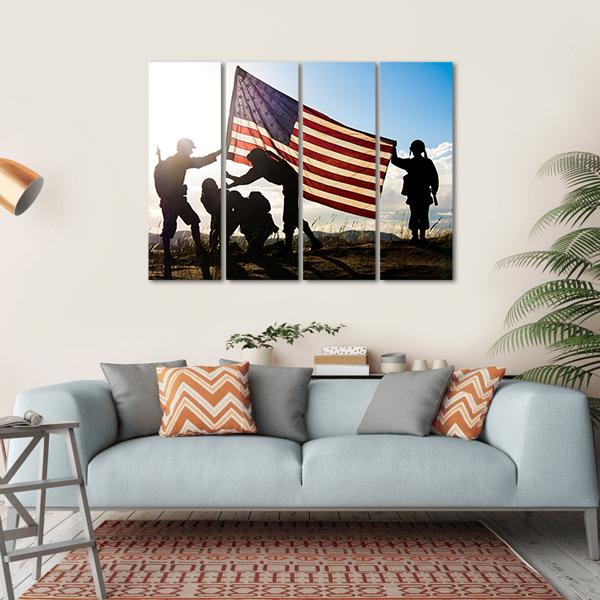 Soldiers In WWII Canvas Wall Art-4 Horizontal-Gallery Wrap-34" x 24"-Tiaracle