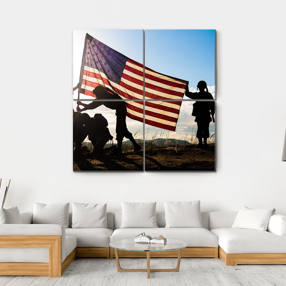 Soldiers In WWII Canvas Wall Art-4 Square-Gallery Wrap-17" x 17"-Tiaracle