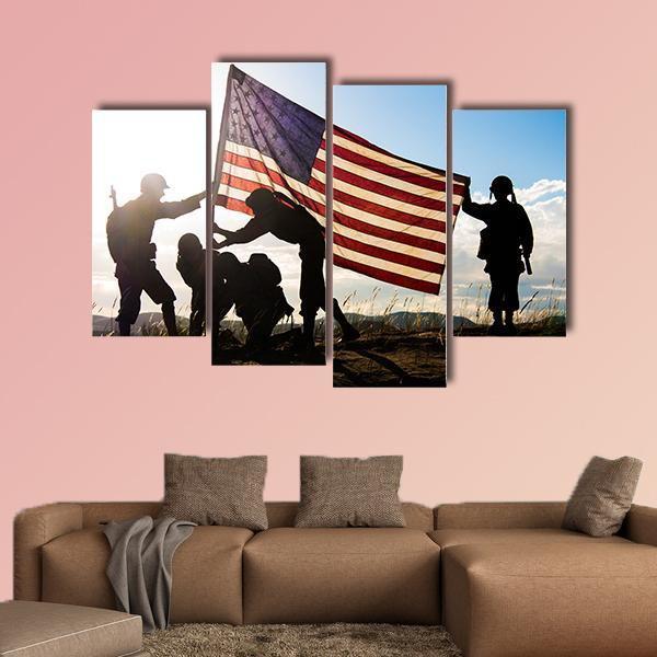 Soldiers In WWII Canvas Wall Art-4 Pop-Gallery Wrap-50" x 32"-Tiaracle